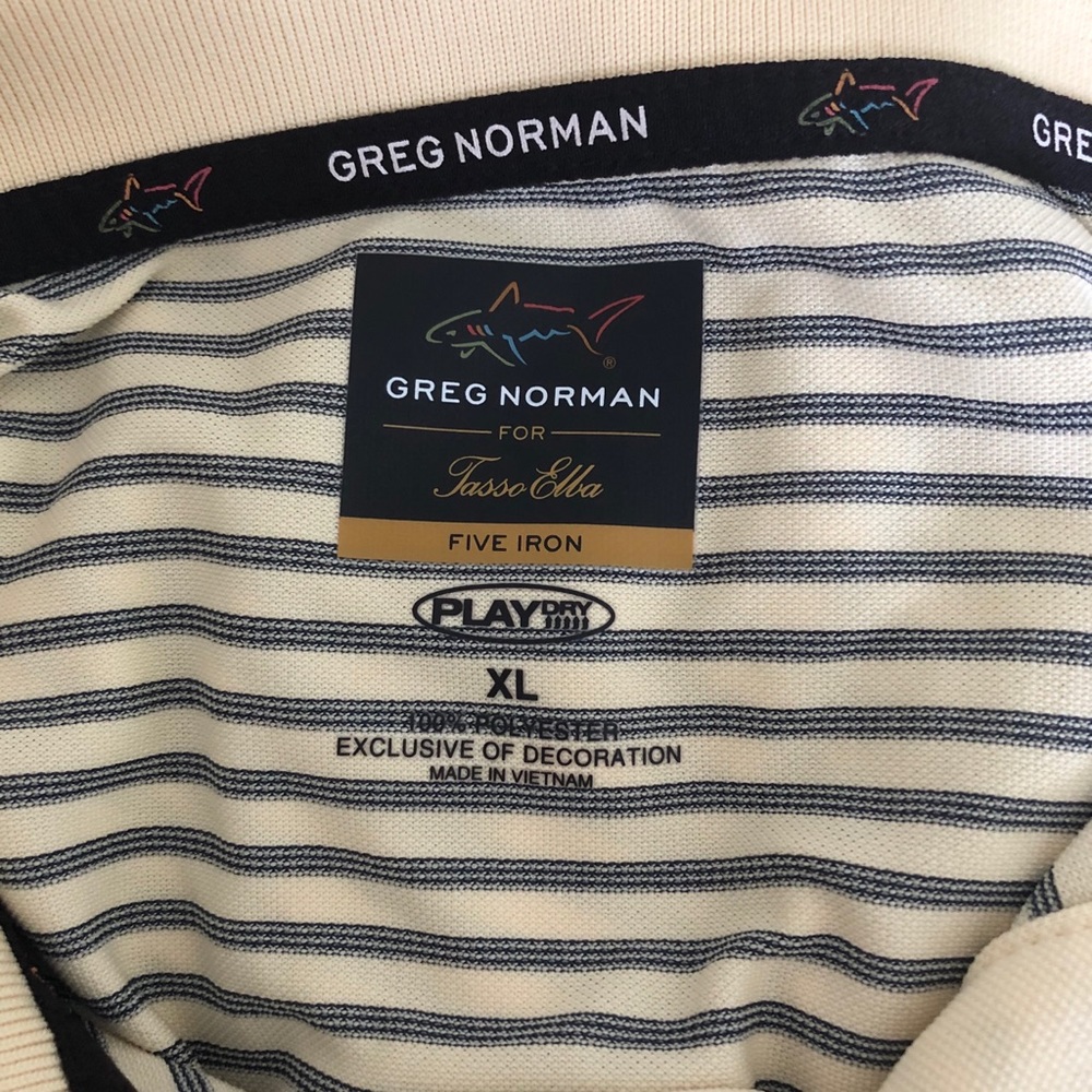 Greg Norman Yellow striped pocket golf polo shirt - Picture 5 of 6